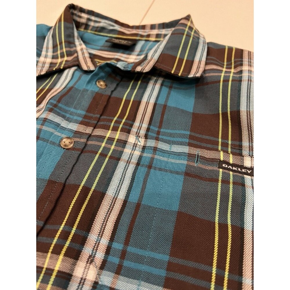 Oakley Light Flannel Plaid Button Front Long Sleeve Shirt - Men's Size XL - Picture 6 of 11